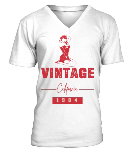 vintage california 1984 sexy pinup girl V-Neck T-shirt