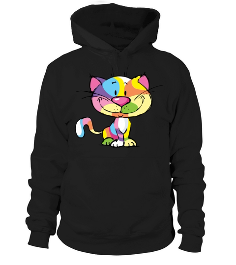 Cute Kitty Cartoon Colorful Pop Art Design Hoodie Unisex