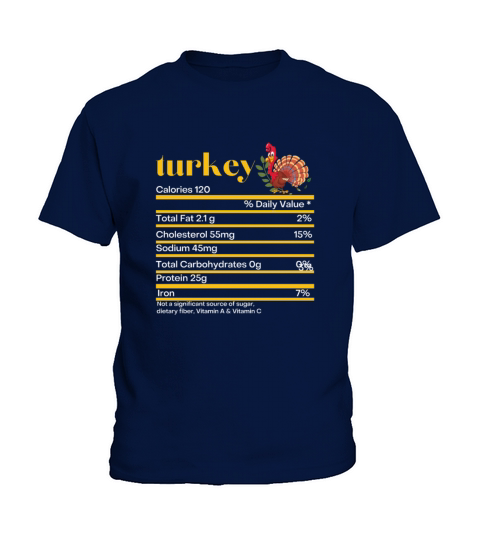 Funny Humor Turkey Nutrition Fact Thanksgiving Kids T-Shirt