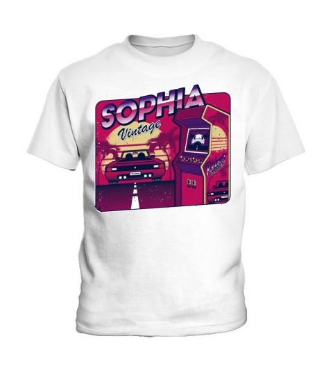 Sophia Funny Personalized Vintage Gamer 80s 90s Kids T-Shirt