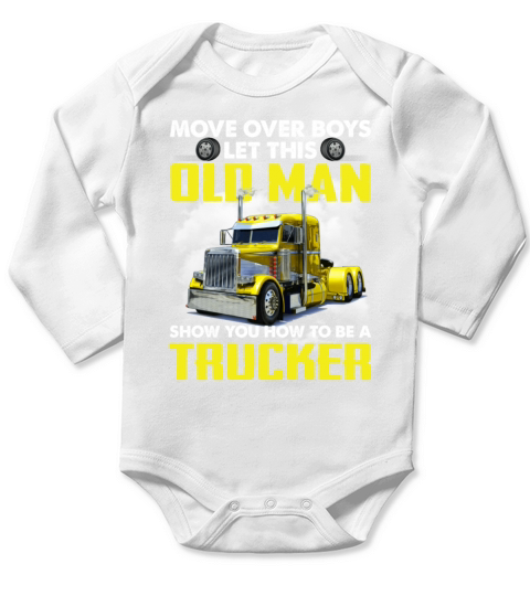 Boys Let This Old Man Show You How To Be A Trucker Long Sleeve Baby One-Piece