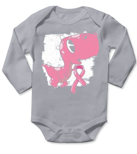 Breast Cancer Awareness Month Dinosaur Lover Dino Long Sleeve Baby One-Piece