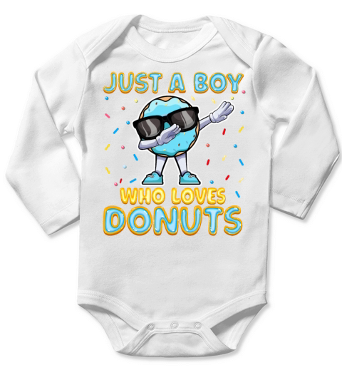 Dabbing Just a Boy Who Loves Donuts - Funny Long Sleeve Baby One-Piece