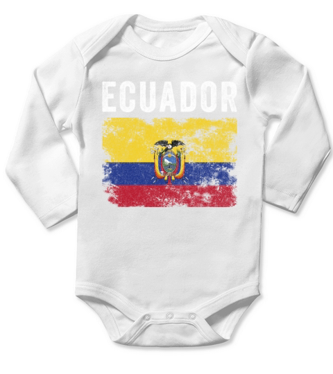 Ecuador Flag Distressed Ecuadorian Flag Long Sleeve Baby One-Piece