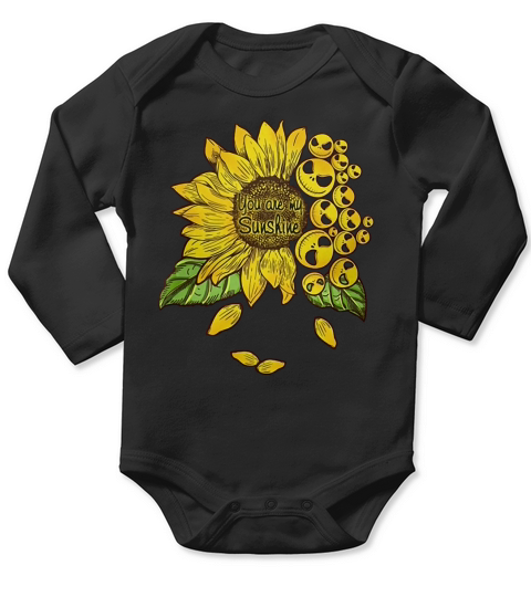 Face Jack Skellington you are my sunshine Sunflower Long Sleeve Baby One-Piece