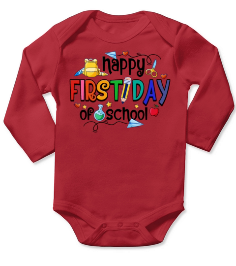 Happy First Day of School Welcome Back To School Long Sleeve Baby One-Piece