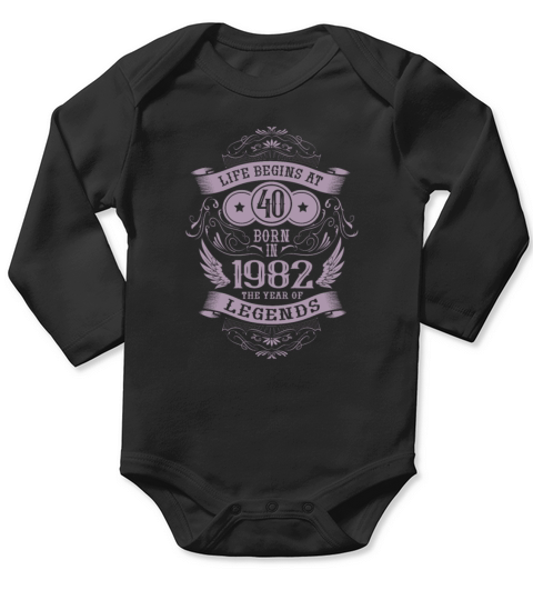 Life begins at 40 Vintage 1982 Birthday Vintage Long Sleeve Baby One-Piece