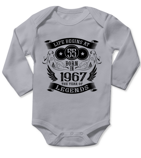 Life begins at 55 Vintage 1967 Birthday Vintage Long Sleeve Baby One-Piece