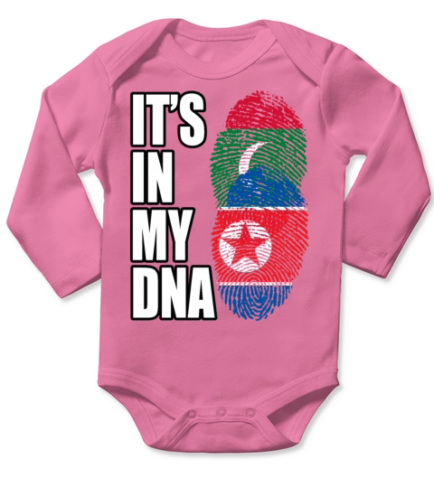 Maldivian And North Korean Mix Heritage DNA Flag Long Sleeve Baby One-Piece