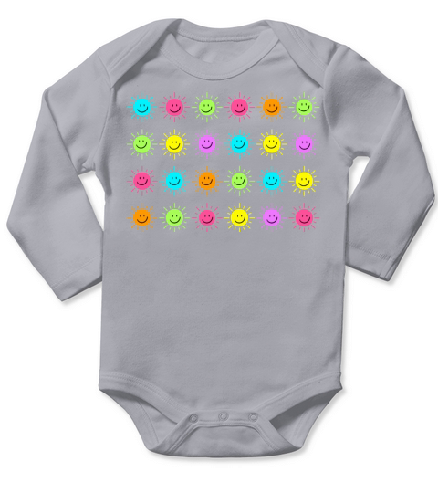 Neon Happy Sun - Multicolor Long Sleeve Baby One-Piece