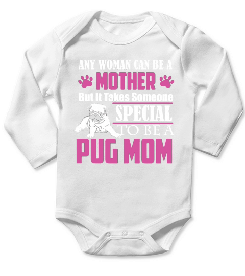 Pug Mom Long Sleeve Baby One-Piece