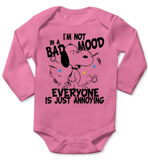 Snoopy Im Not In A Bad Mood Everyone Is Just Annoying Long Sleeve Baby One-Piece