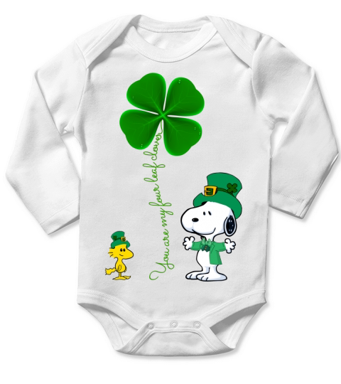 Snoopy shamrock  you are my four leaf clover Long Sleeve Baby One-Piece