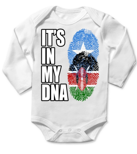 Somali And Kenyan Vintage Heritage DNA Flag Long Sleeve Baby One-Piece