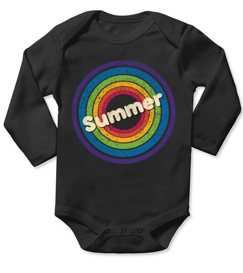 Summer Vintage Rainbow Long Sleeve Baby One-Piece