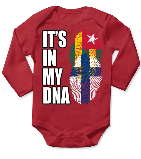 Togolese And Finland Mix Heritage DNA Flag Long Sleeve Baby One-Piece