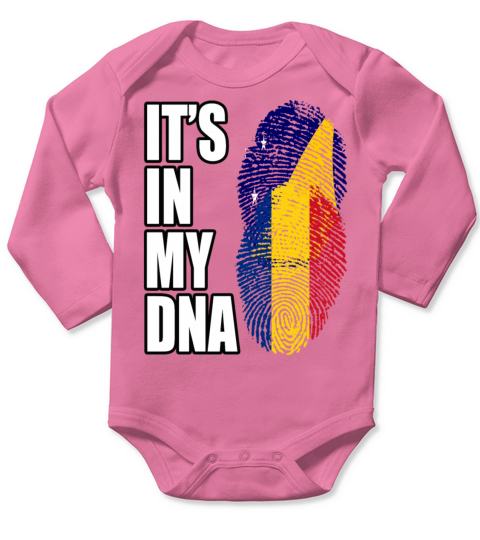 Tokelauan And Romanian Mix Heritage DNA Flag Long Sleeve Baby One-Piece