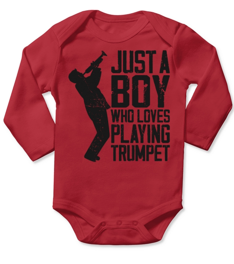 Trumpet Player Vintage Just A Boy Long Sleeve Baby One-Piece