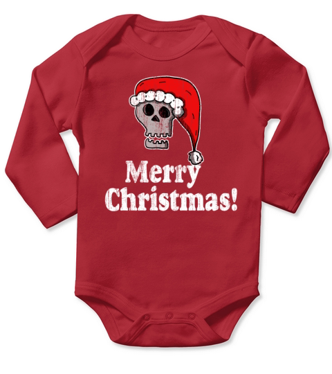 Vintage Merry Christmas Santa skull 2 Long Sleeve Baby One-Piece