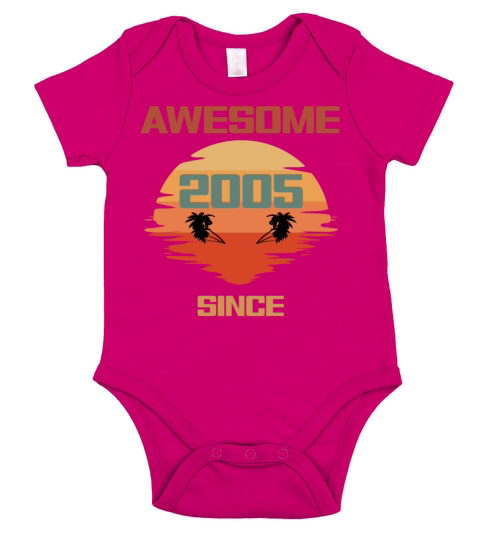 17th Birthday Awesome Since 2005 Short Sleeve Baby One-Piece