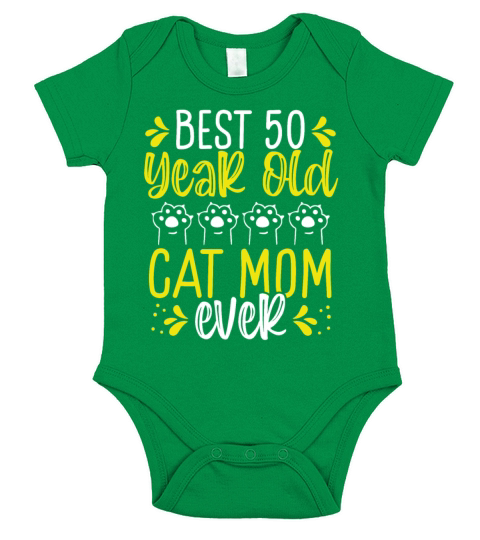 Best 50 Year Old Cat Mom Cat Mother 50th Birthday Short Sleeve Baby One-Piece
