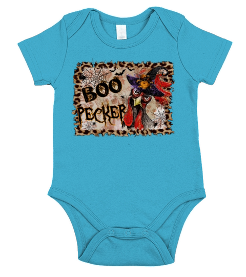 Boo Pecker Funny Chicken Lady Halloween Witch Short Sleeve Baby One-Piece