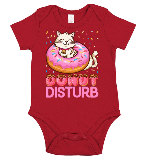 Donut Disturb Pun Jokes - Funny doughnut Cat Donut Short Sleeve Baby One-Piece