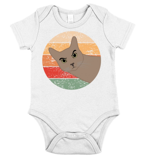 Evil Looking Cat Funny Cat Lovers Retro Gift Idea Short Sleeve Baby One-Piece