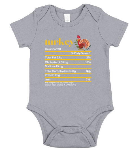 Funny Humor Turkey Nutrition Fact Thanksgiving Short Sleeve Baby One-Piece