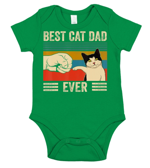 Mens Vintage Best Cat Dad Ever Bump Fit T-Shirt Short Sleeve Baby One-Piece