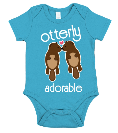 Otterly Adorable Otter Animal Pun Valentines Day Short Sleeve Baby One-Piece
