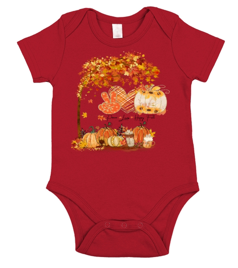 Peace Love Happy Fall Pumpkin Sunflower Vintage Short Sleeve Baby One-Piece