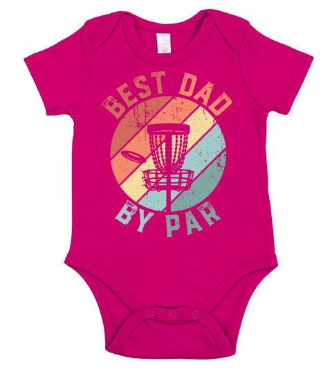 Retro Best Dad By Par Disc Golf Fathers Day Short Sleeve Baby One-Piece