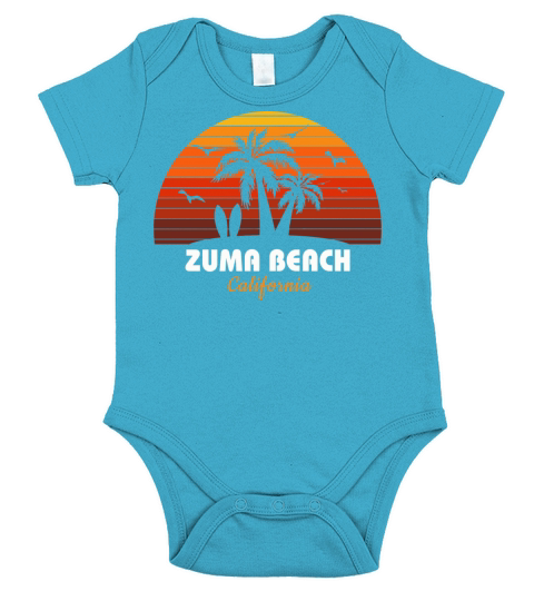 Retro Zuma Beach California Sunset Cool Vacation Short Sleeve Baby One-Piece