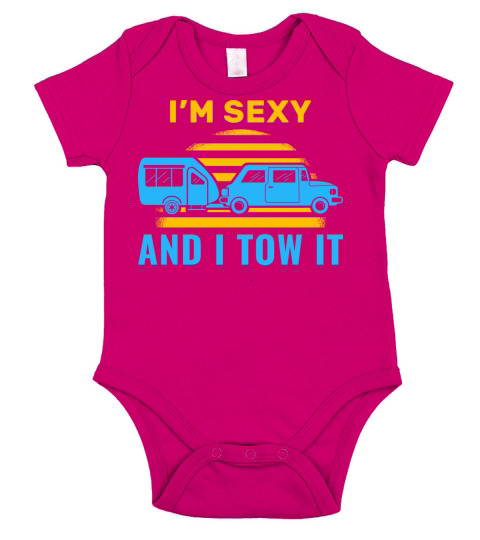 Sexy Vintage Towing Trailer Camp Short Sleeve Baby One-Piece
