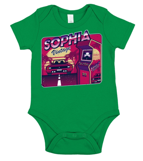 Sophia Funny Personalized Vintage Gamer 80s 90s Short Sleeve Baby One-Piece