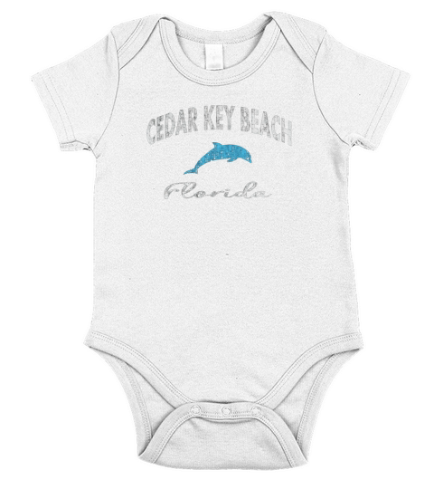 Vintage Dolphin Cedar Key Beach FL Distressed T Shirt Short Sleeve Baby One-Piece