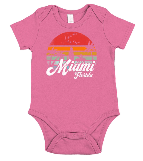 Vintage Miami Florida Surfing Retro Surf Cool Wave Short Sleeve Baby One-Piece
