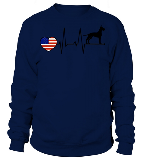 Great Dane Dad American USA Flag Heartbeat Black Sweatshirt Unisex