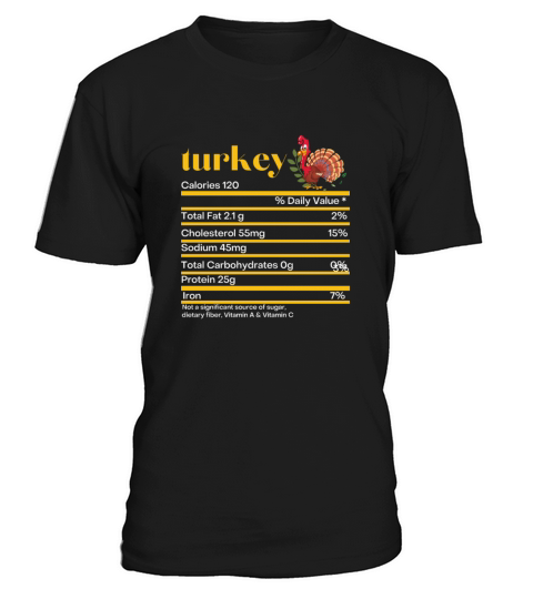 Funny Humor Turkey Nutrition Fact Thanksgiving T-Shirt Unisex