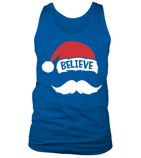 Believe Quote On Santa Hat Mustache Christmas Tank Top Unisex