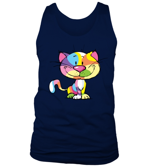 Cute Kitty Cartoon Colorful Pop Art Design Tank Top Unisex