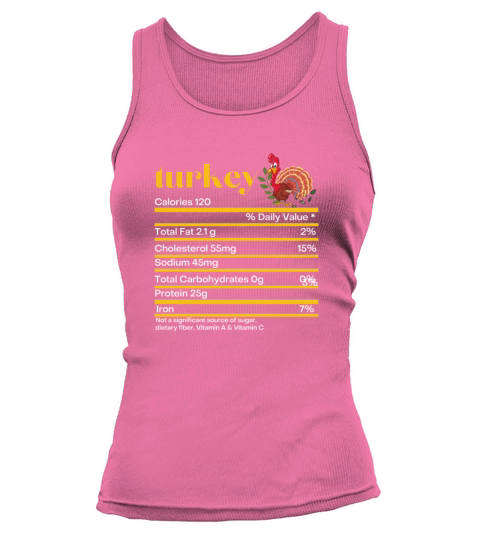 Funny Humor Turkey Nutrition Fact Thanksgiving Tank top Woman
