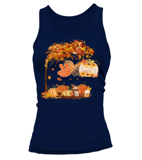 Peace Love Happy Fall Pumpkin Sunflower Vintage Tank top Woman