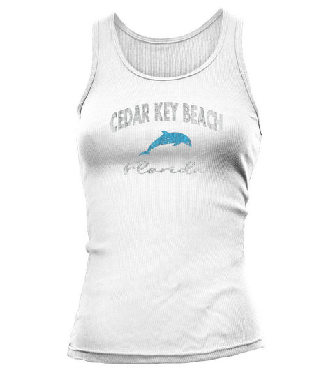 Vintage Dolphin Cedar Key Beach FL Distressed T Shirt Tank top Woman