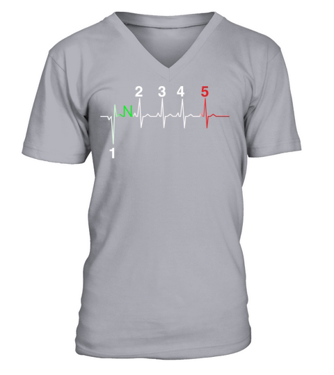 1 DOWN 4 UP HEARTBEAT V-Neck T-shirt