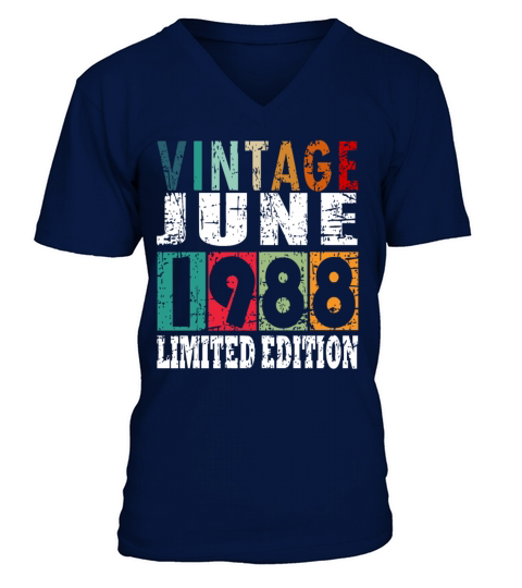 1988 vintage born in June gift V-Neck T-shirt