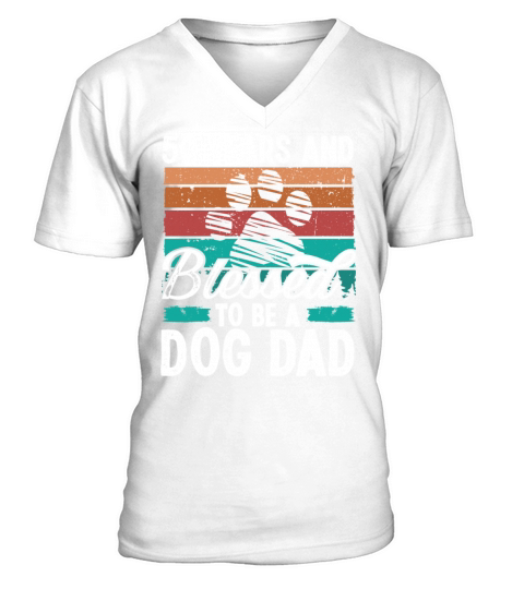 50 Year Old Dog Dad 50th Birthday for Dog Papa V-Neck T-shirt
