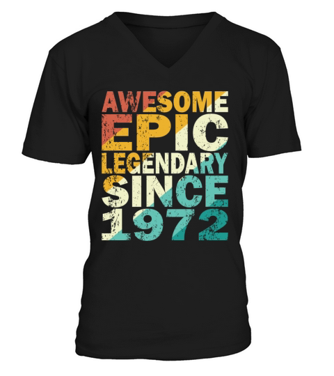 50th birthday vintage 1972 legendary since 1972 V-Neck T-shirt