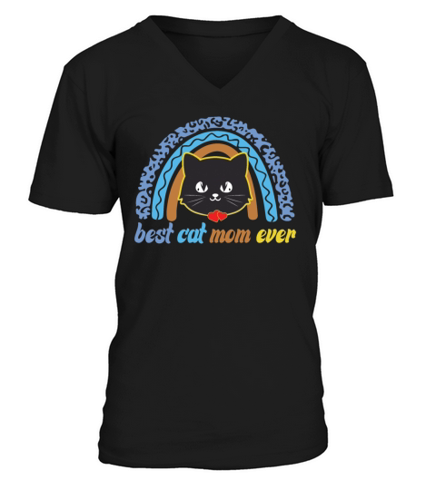 Best Cat Mom Ever Vintage Funny Cat V-Neck T-shirt